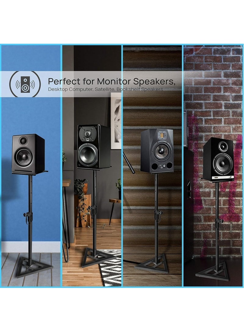 ET-LIFE Speaker Stand Pair of Sound - Telescoping Height Adjustable from 68cm-116cm, High Heavy Duty Three-point Triangle Base with 22cm Square Platform, Black  - Image 5