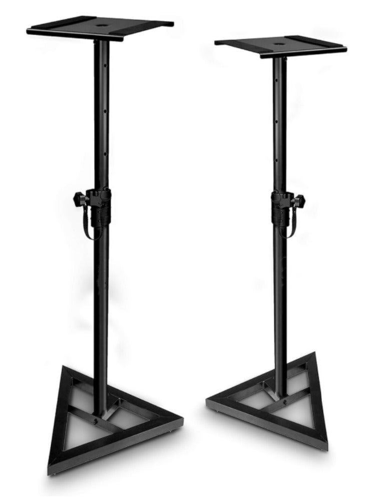 ET-LIFE Speaker Stand Pair of Sound - Telescoping Height Adjustable from 68cm-116cm, High Heavy Duty Three-point Triangle Base with 22cm Square Platform, Black  - Image 1
