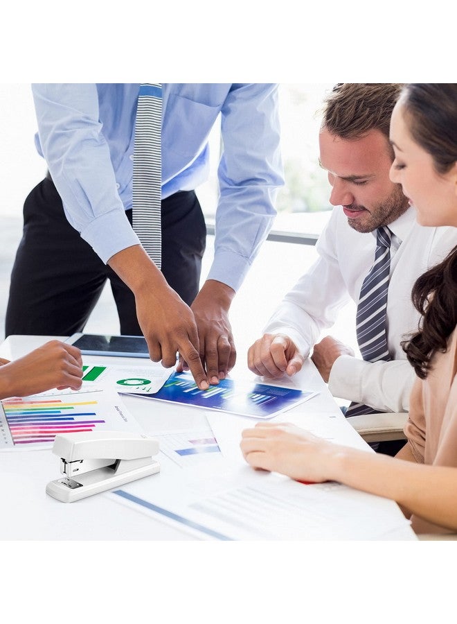 Deli Stapler, Desktop Staplers With 640 Staples, Office Stapler, 25 Sheet Capacity, White - Image 2