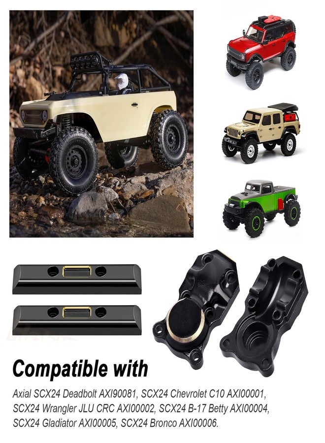 HobbyPark Frame Brass Side Bars, Brass Diff Covers Weight for Axial SCX24 Upgrades 1/24 RC Crawler Car SCX24 Deadbolt Chevrolet C10 B-17 Betty Wrangler JLU CRC Gladiator Bronco (Black-Gold) - Image 2