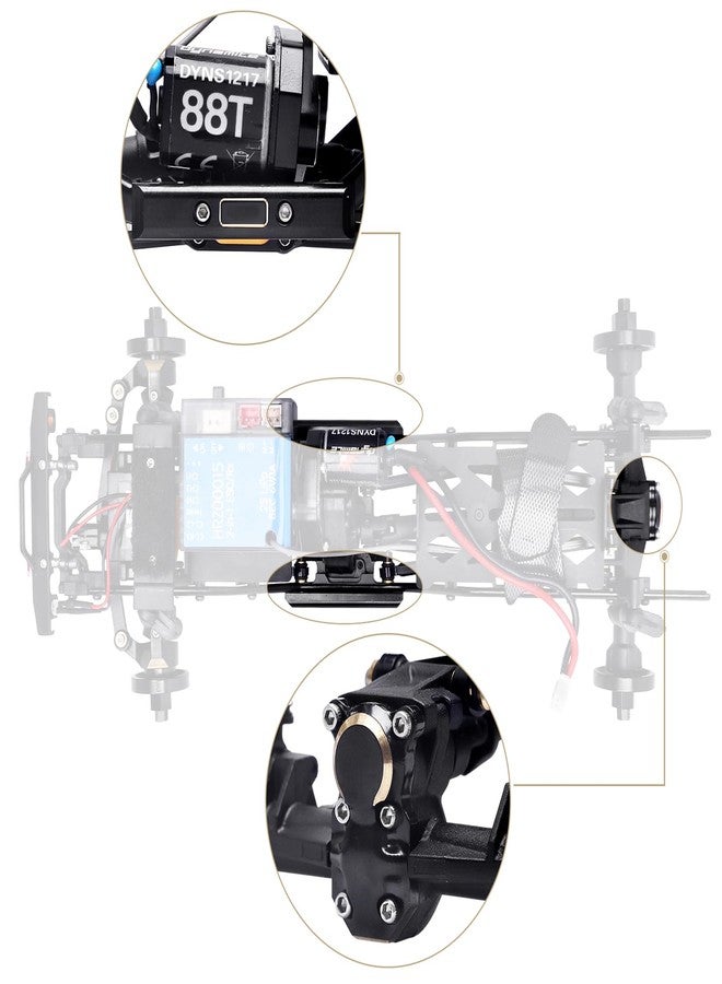 HobbyPark Frame Brass Side Bars, Brass Diff Covers Weight for Axial SCX24 Upgrades 1/24 RC Crawler Car SCX24 Deadbolt Chevrolet C10 B-17 Betty Wrangler JLU CRC Gladiator Bronco (Black-Gold) - Image 5