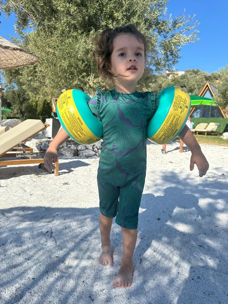 Mevra Leaf Pattern Kids Swimsuit Indigo  - Image 2