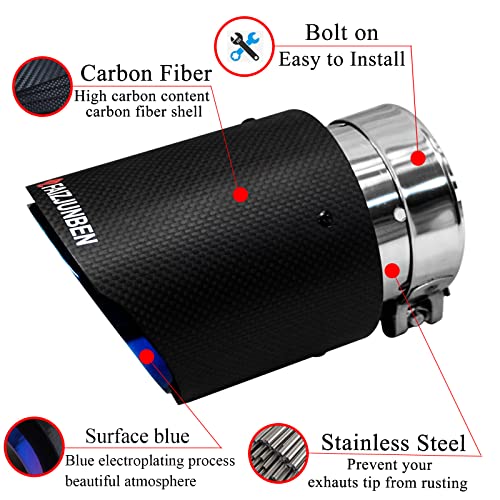 FAIZJUNBEN Carbon Fiber Exhaust Tips, 3 Inch Inlet, 4 Inch Outlet, Frosted Carbon Fiber Exhaust Tips, Stainless Steel Blue Carbon Fiber Car Exhaust Tips. - Image 3