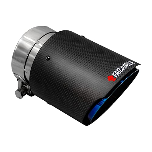 FAIZJUNBEN Carbon Fiber Exhaust Tips, 3 Inch Inlet, 4 Inch Outlet, Frosted Carbon Fiber Exhaust Tips, Stainless Steel Blue Carbon Fiber Car Exhaust Tips. - Image 1