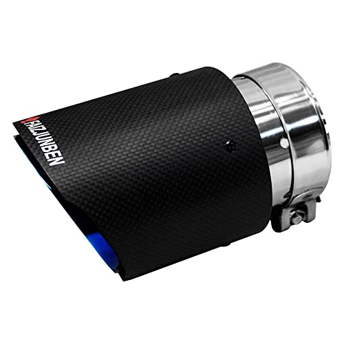 FAIZJUNBEN Carbon Fiber Exhaust Tips, 3 Inch Inlet, 4 Inch Outlet, Frosted Carbon Fiber Exhaust Tips, Stainless Steel Blue Carbon Fiber Car Exhaust Tips. - Image 5