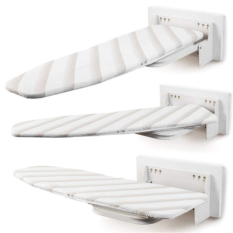 uyoyous uyoyous Wall Mounted Ironing Board 374x118 Fold 180 Swivel Iron Board Wall Mount Space Saving Folding Ironing Boards with Heat Resistant Cover for Home Laundry Room Dorm  - Image 1