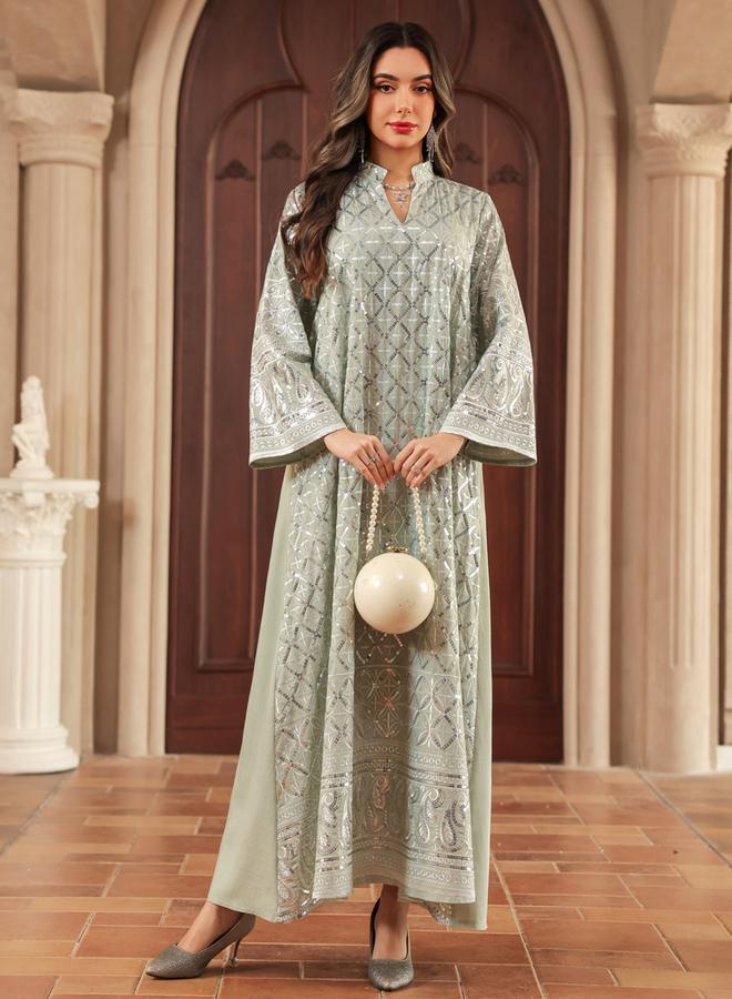Take Two Green Sequin A-Line Jalabiya - Image 3