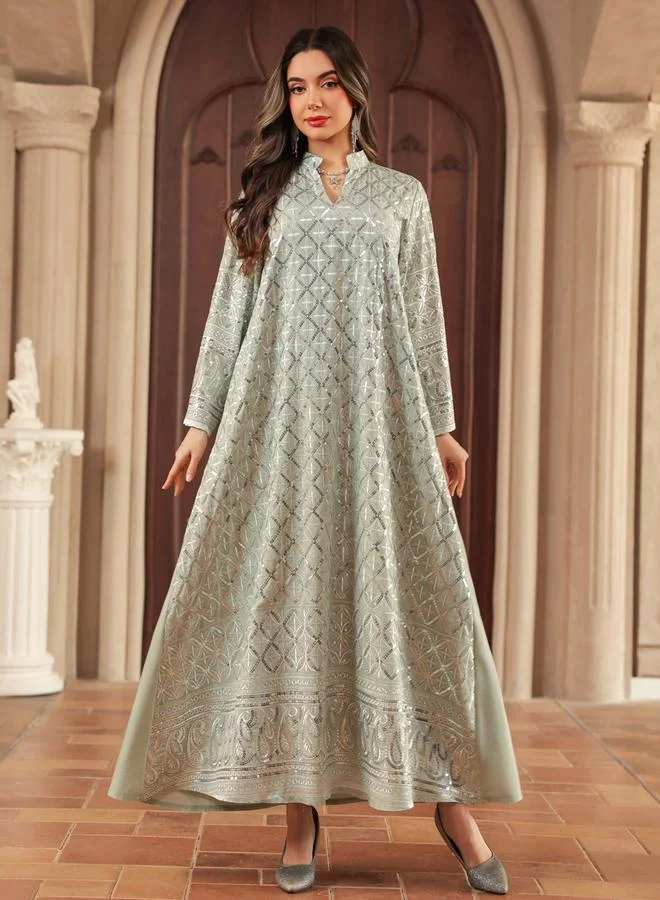 Take Two Green Sequin A-Line Jalabiya