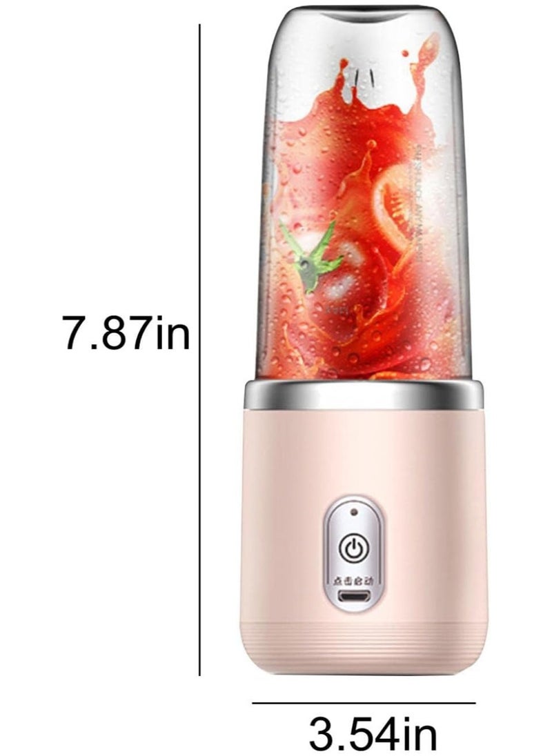 Portable Juicer Cup, Cordless Mini Fruit Juice mixer, Small Blender for Shakes and Smoothies for Home Office Gym Travel 400ml
