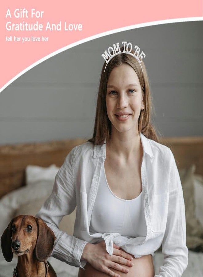 Sisadodo Baby Shower Decoration for Women Mom to Be Crown Headband Fashion New Mother Gifts for Expecting Mom Pregnancy Congratulations Gifts for Women Mother to Be Headbands for Gender Reveal Party Silver - Image 3