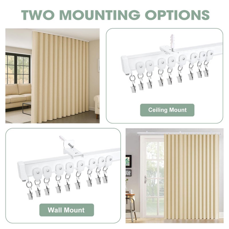 Cbsroro Flexible Bendable Ceiling Curtain Track, Room Divider Curtain Rod Tracks Ceiling or Wall Mount with Clips, Heavy-Duty Divider Curtains Rails for Living Room Shower Privacy RV, White 15 FT - Image 3