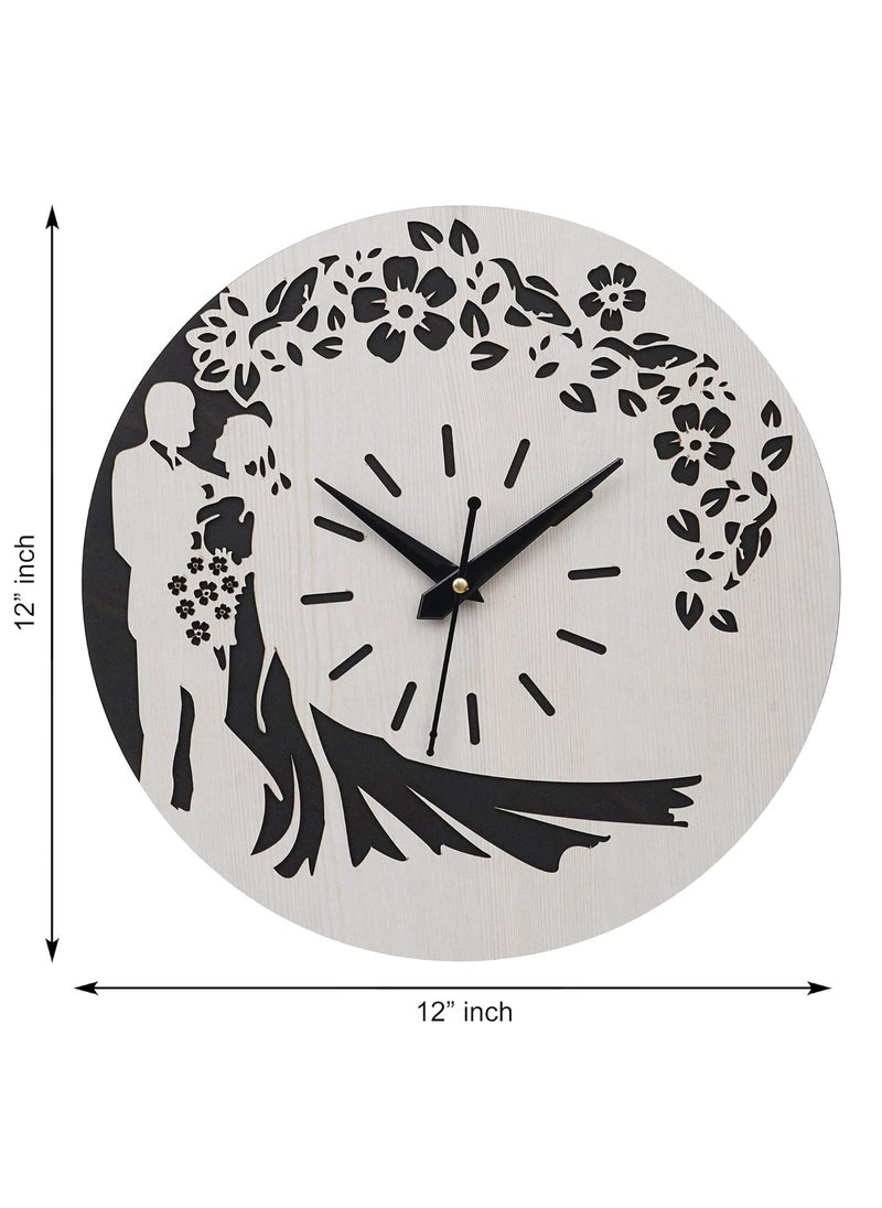 Webelkart Webelkart Beautiful Round Love Couple Design Wood Wall Clock for Home Decor| Wall Clock for Bedroom| Wall Clock for Living Room/Wall Clock for Wedding  - Image 3