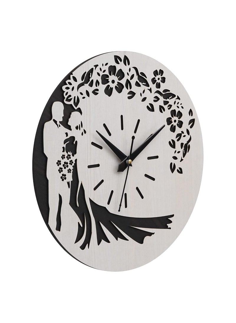 Webelkart Webelkart Beautiful Round Love Couple Design Wood Wall Clock for Home Decor| Wall Clock for Bedroom| Wall Clock for Living Room/Wall Clock for Wedding  - Image 4