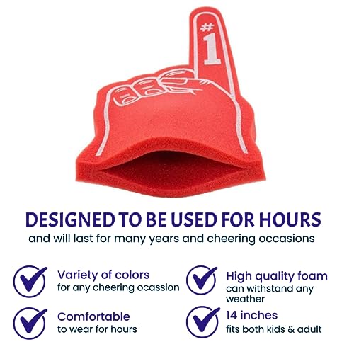 FUNSTITUTION Giant Foam Finger 18 Inch- We're Number 1 Foam Hand for All Occasions - Cheerleading for Sports - Exciting Vibrant Colors use as Celebration Pom Poms- Great for Sports Events Games School Business - Image 4
