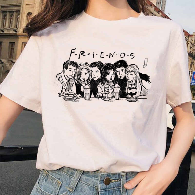 Friends Tv American Tv Series Friends Short-Sleeved Men'S And Women'S Couple White T-Shirt - Image 1
