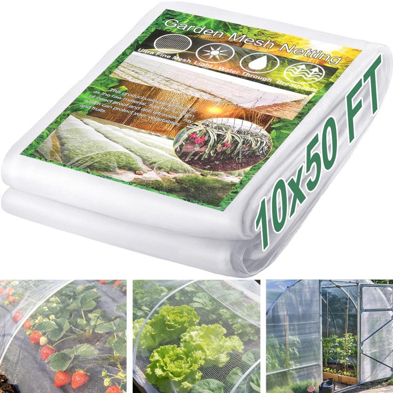 WiMas Garden Netting Pest Barrier 10 x 50FT Garden Mesh Netting Insect Netting Garden Neting for Raised Beds Garden Insect Barrier Plant Mesh Cover for Vegetable Flowers Fruits Plants Greenhouse - Image 1