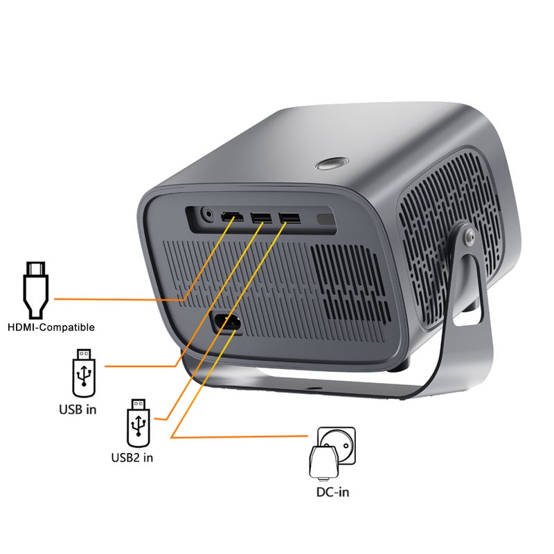 Portable Projector: 4K Support 1080*720P Pixel - Built-In Android 11.0 OS Electric Focus Keystone Correction 360° Rotation Wireless WIFI for Home Outdoor Family Movie Viewing - Image 5