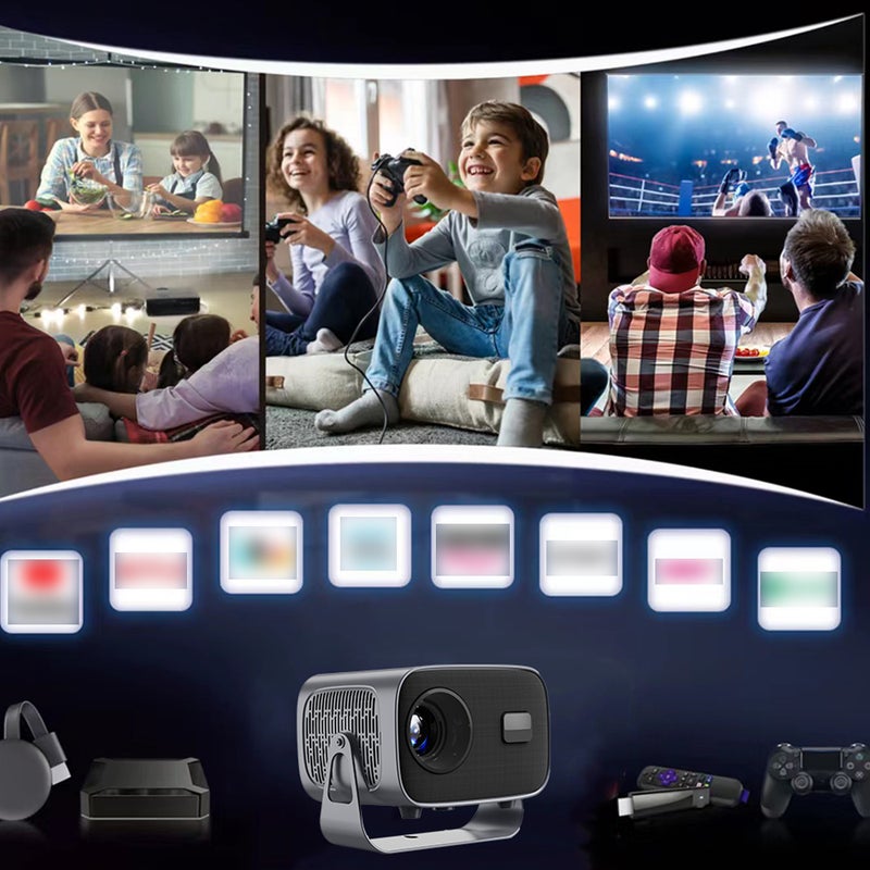 Portable Projector: 4K Support 1080*720P Pixel - Built-In Android 11.0 OS Electric Focus Keystone Correction 360° Rotation Wireless WIFI for Home Outdoor Family Movie Viewing - Image 3