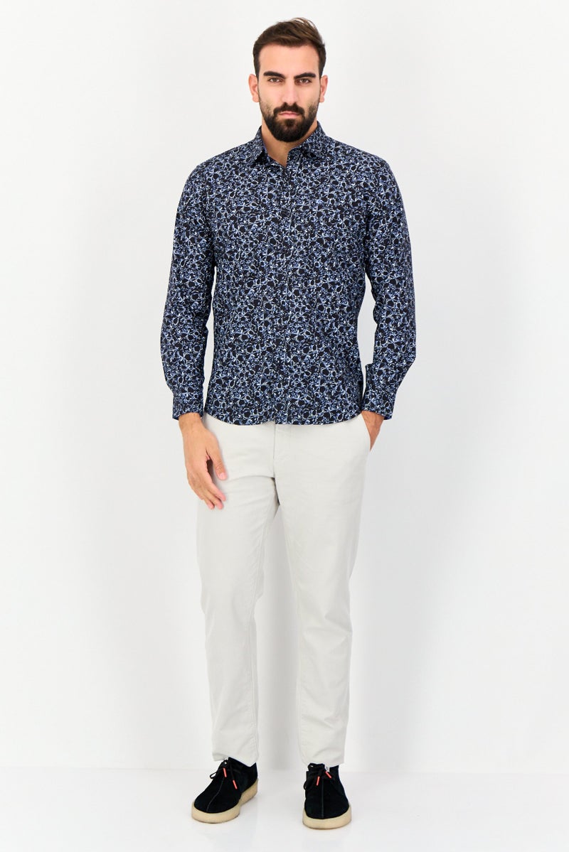 Kenneth Cole Men Slim Fit Floral Print Long Sleeves Casual Shirt, Multicolor  - Image 4