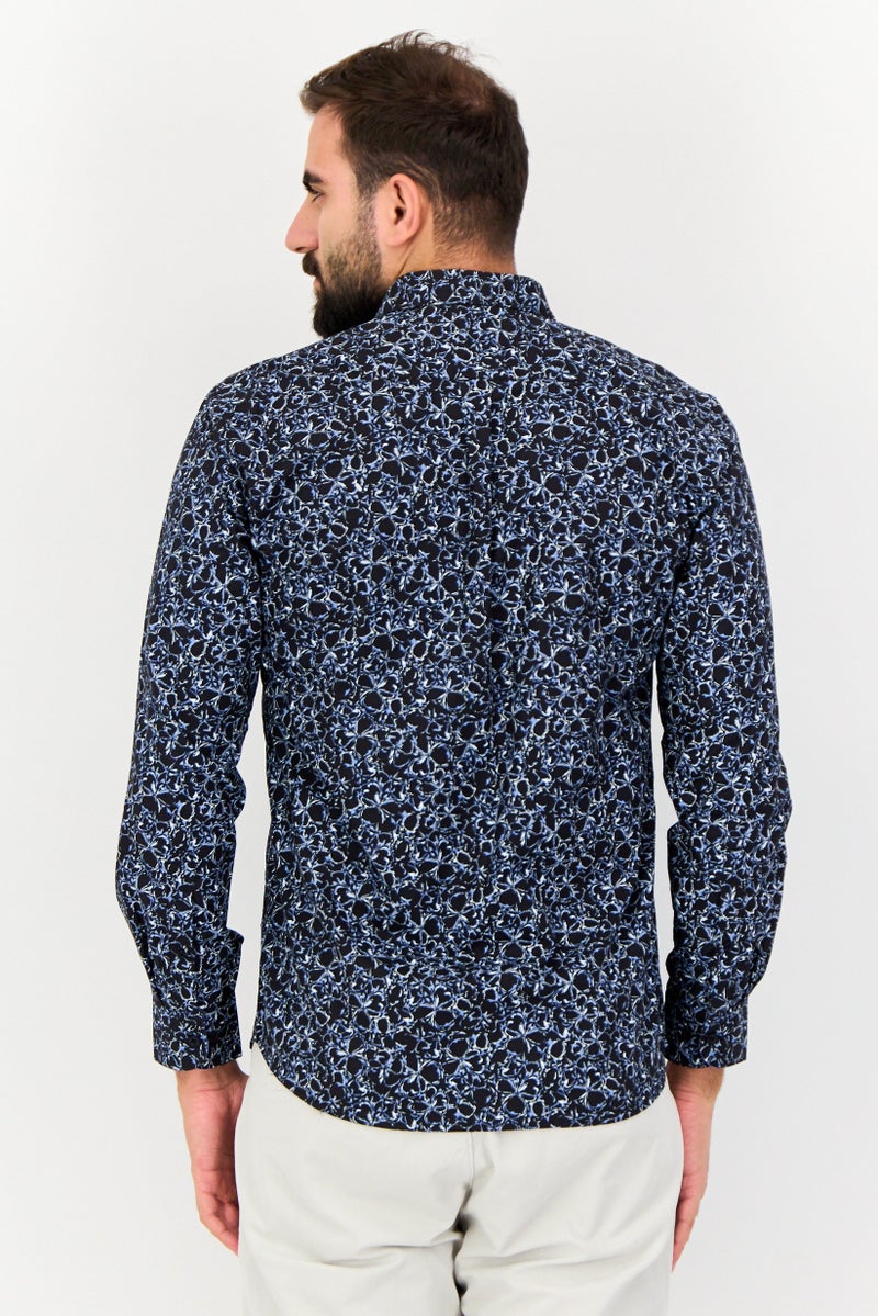 Kenneth Cole Men Slim Fit Floral Print Long Sleeves Casual Shirt, Multicolor  - Image 3
