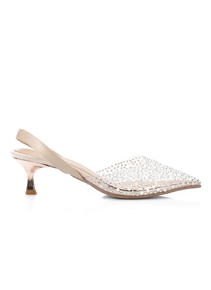 Mr.joe Mr Joe kitten Heel Shoes For Women Beige 3019  - Image 2