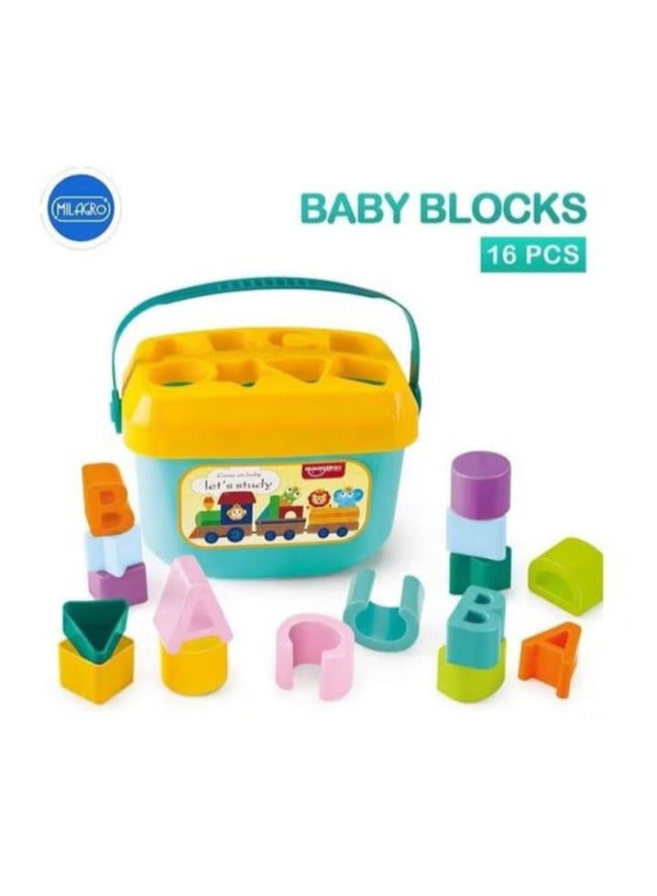 Educational building blocks toy for classifying shapes, consisting of 16 pieces, 20x11x18 cm - Image 2