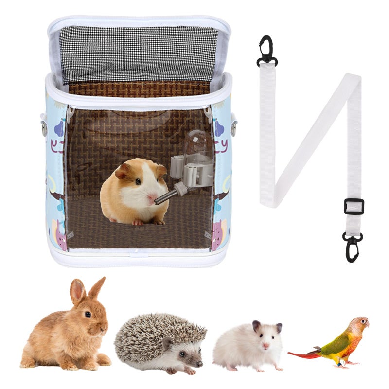 NOONEAU Guinea Pig Carrier Bag with Water BottleTravel Portable Small Animal Carrier Sling Pouch Clear Window Carrier Backpack for Hamster Bunny Gerbil Hedgehog Sugar Glider Lizard BirdBlue - Image 2