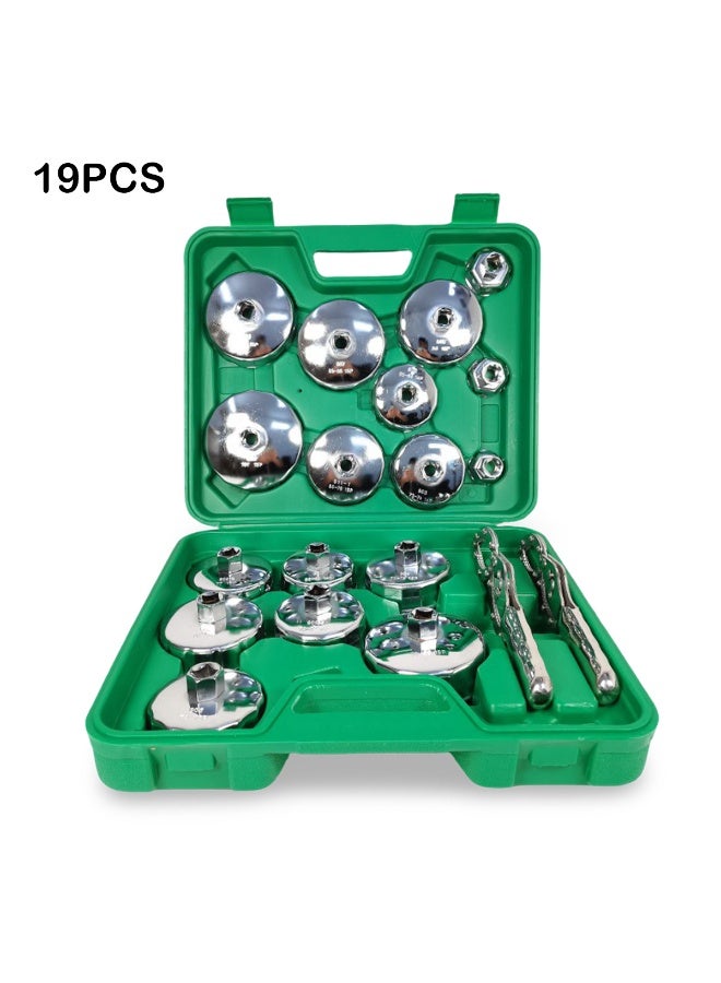ديفاونز مجموعة أدوات إزالة غطاء ومقبس فلتر الزيت من الكروم الفاناديوم العالمي، مكونة من 19 قطعة مع كماشة/مفاتيح مخلبية في حقيبة تخزين شديدة التحمل لصيانة وإصلاح السيارات - Image 1