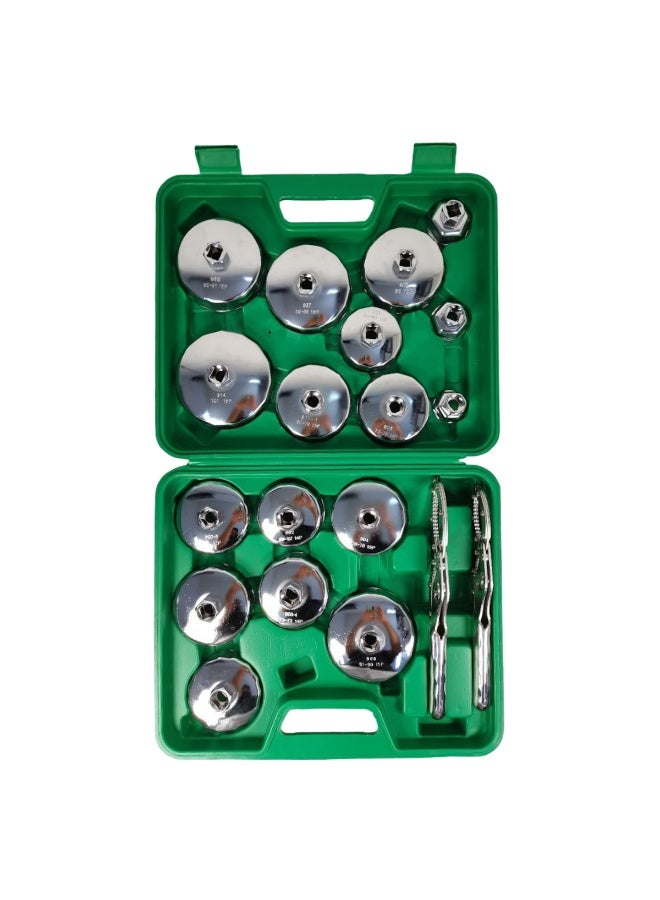 ديفاونز مجموعة أدوات إزالة غطاء ومقبس فلتر الزيت من الكروم الفاناديوم العالمي، مكونة من 19 قطعة مع كماشة/مفاتيح مخلبية في حقيبة تخزين شديدة التحمل لصيانة وإصلاح السيارات - Image 2