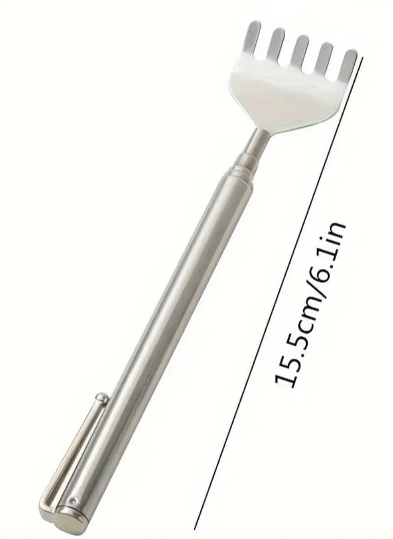 LDQ Extendable Back Scratcher and Massager - Silent Non-Ticking Design, Portable Itch Tool With Forked Ends For Deep Tissue Massage, Easy Reach For Back, Portable Massager, Sleek Metallic Finish, Compact Massager  - Image 3