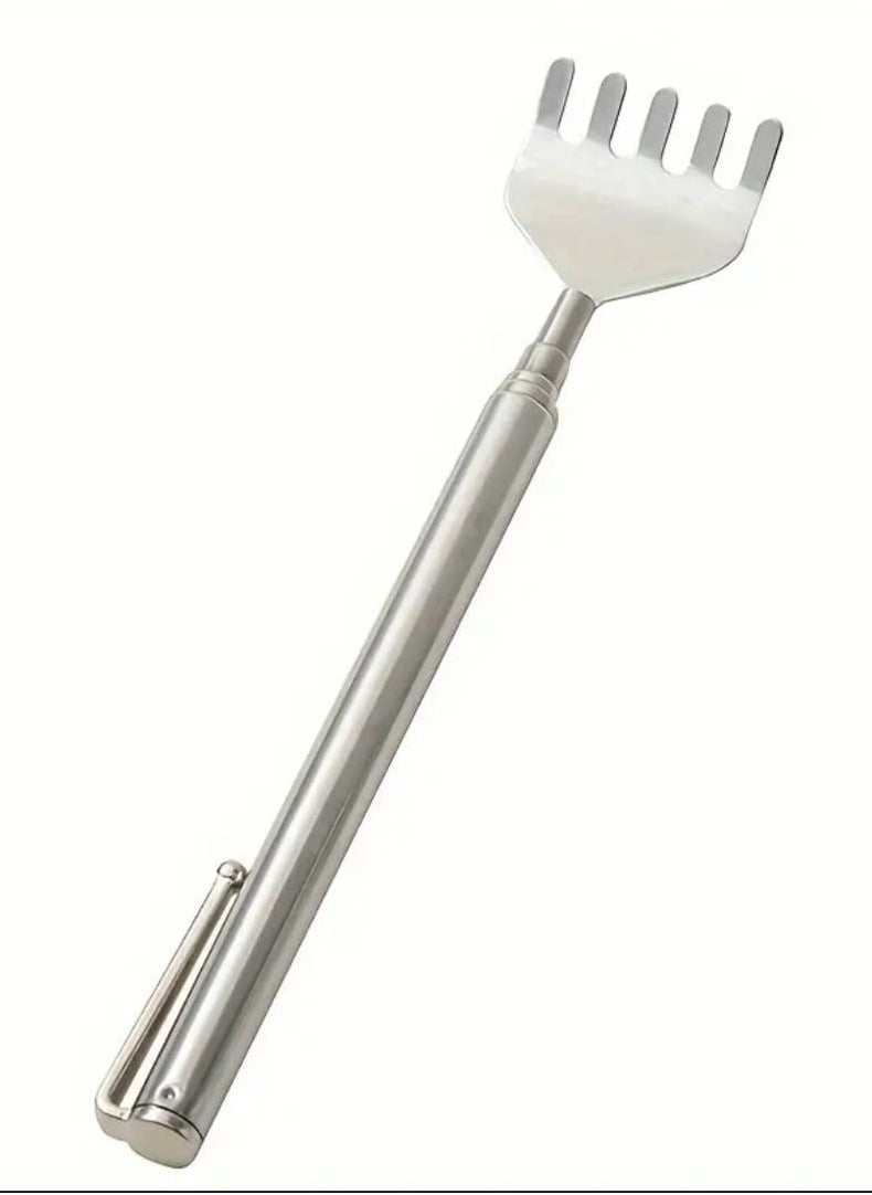 LDQ Extendable Back Scratcher and Massager - Silent Non-Ticking Design, Portable Itch Tool With Forked Ends For Deep Tissue Massage, Easy Reach For Back, Portable Massager, Sleek Metallic Finish, Compact Massager  - Image 2