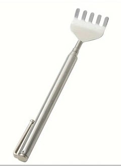 Extendable Back Scratcher and Massager - Silent Non-Ticking Design, Portable Itch Tool With Forked Ends For Deep Tissue Massage, Easy Reach For Back, Portable Massager, Sleek Metallic Finish, Compact Massager