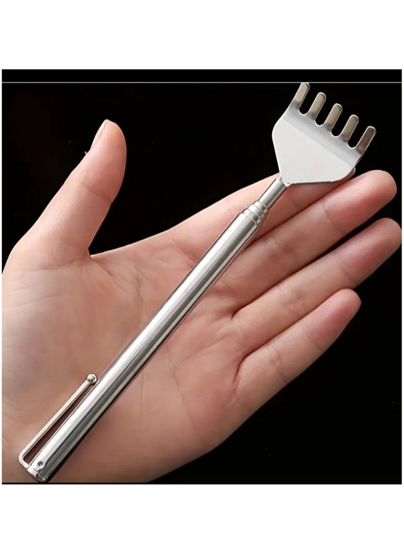 LDQ Extendable Back Scratcher and Massager - Silent Non-Ticking Design, Portable Itch Tool With Forked Ends For Deep Tissue Massage, Easy Reach For Back, Portable Massager, Sleek Metallic Finish, Compact Massager  - Image 4