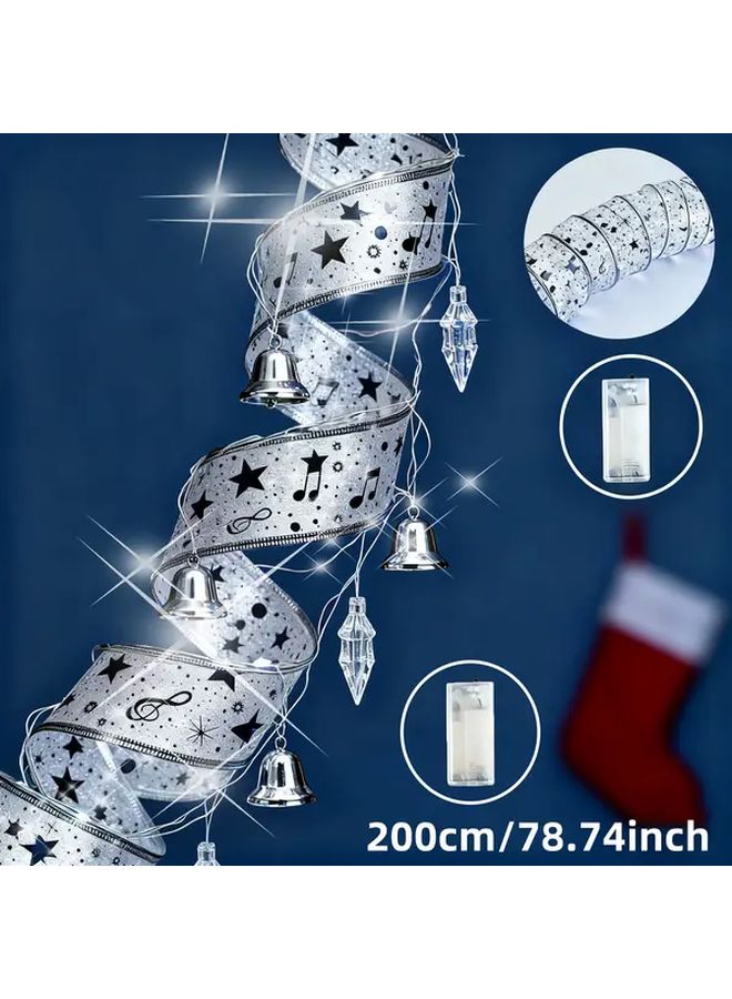 Golden Christmas Tree Ribbon Lights 78 74 Inch Battery Operated Indoor Decor - Image 4