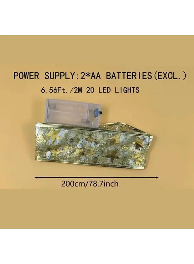 Golden Christmas Tree Ribbon Lights 78 74 Inch Battery Operated Indoor Decor - Image 3