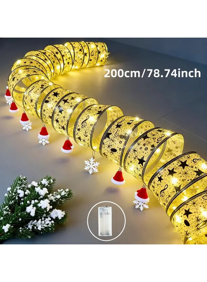 Golden Christmas Tree Ribbon Lights 78 74 Inch Battery Operated Indoor Decor - Image 5