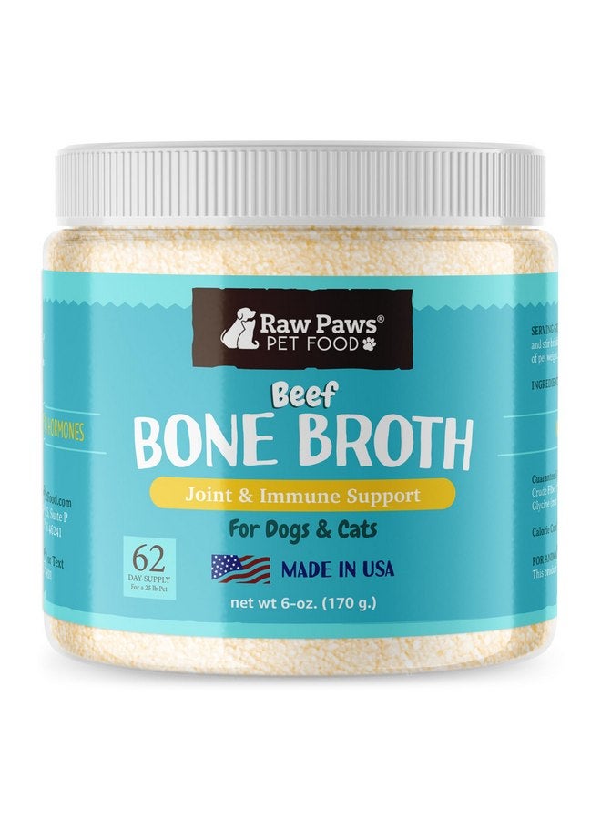 Raw Paws Beef Bone Broth for Dogs & Cats, 6-oz - Made in USA - Dog Food Topper - Bone Broth Protein Powder for Dogs - Powdered Bone Broth for Dogs - Bone Broth for Cats - Dog Gravy Topper for Dry Food - Image 1