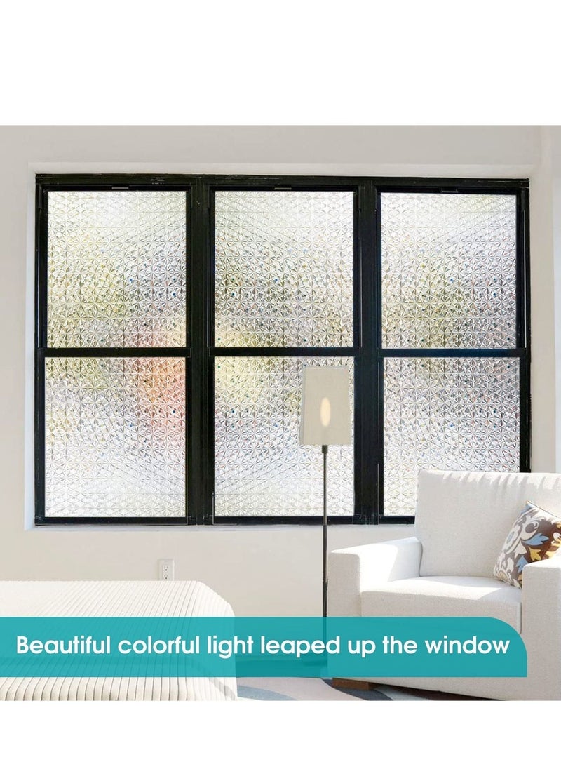 17.7x39.5in Window Privacy Film Antique Frosted Stained Glass Window Clings, 3D Decorative Prism Stickers Non-Adhesive Static Bathroom Door Coverings UV Sun Blocking Iridescent Decals - Image 4