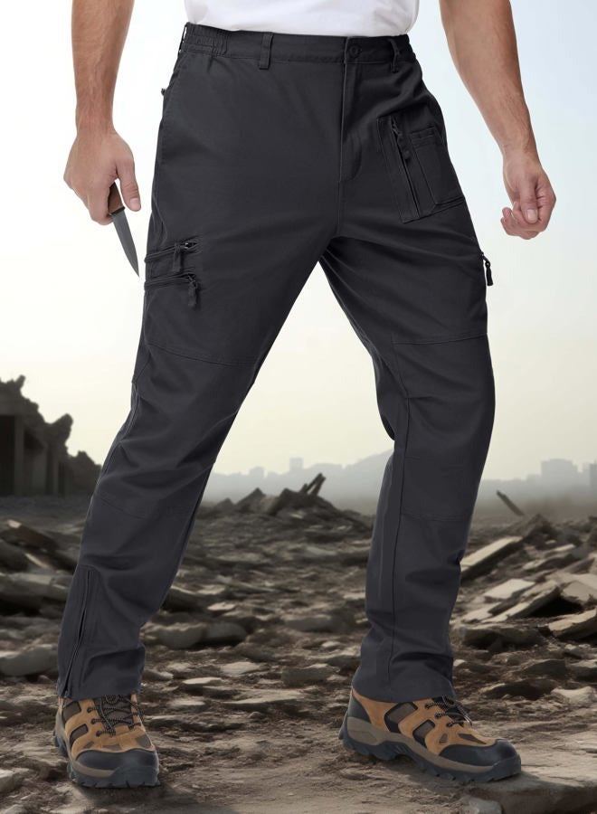 CRYSULLY Men's Cotton Multi-Pockets Work Pants Tactical Outdoor Military Army Cargo Pants (No Belt), Grey, 54 AE - Image 3