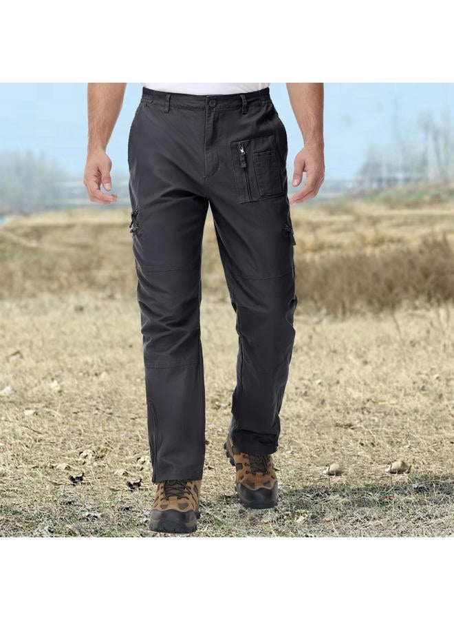 CRYSULLY Men's Cotton Multi-Pockets Work Pants Tactical Outdoor Military Army Cargo Pants (No Belt), Grey, 54 AE - Image 2