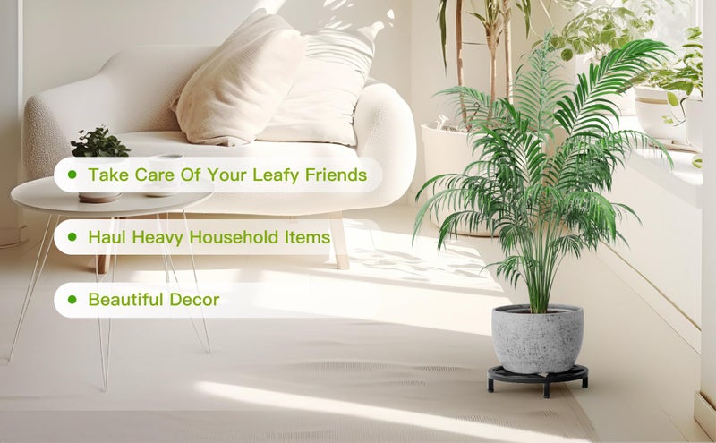Zhongma 2 Pack 11.8" Fully Assembled Sturdy Potted Plant Stand Flower Pot Holder Heavy Duty Construction, Low Plant Stand for Home Indoor and Outdoor, Sturdy plant riser and saucer without Installation Required - Image 5