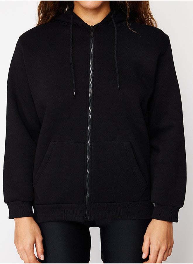 Black Hooded Oversize/Wide Fit Zippered Hooded Thick Fleece Sweatshirt TWOAW21SW0840 - pzsku/Z77963429E68A428971F7Z/45/_/1730941505/9ff2c288-b8db-496f-9d8e-5f47fe3d8562