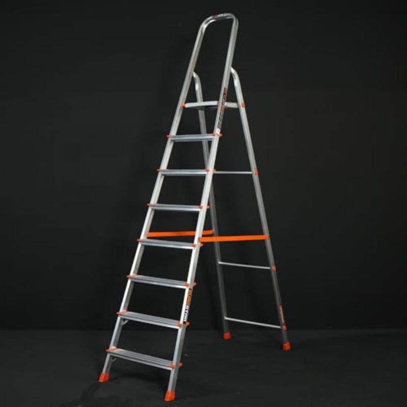 108 Aluminum 7-Step + Platform Ladder for indoor/outdoor use, aluminum silver, lightweight and stable - Image 2