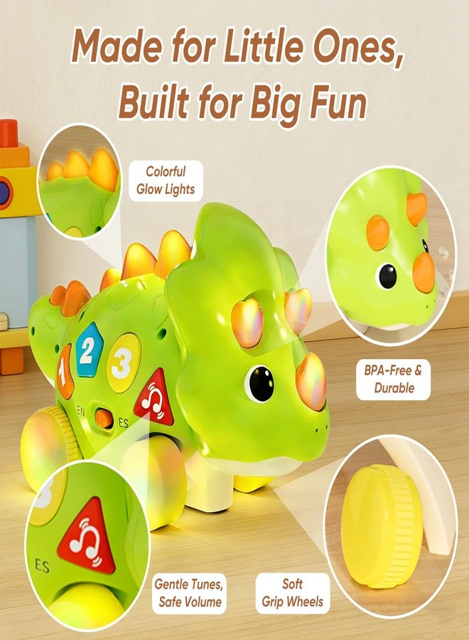 Seozio Dinosaur Baby Musical Toys for Toddlers, Dinosaur Tummy Time Toy with Musical for Baby 6-12 Month, Early Learning Educational Crawling Toys Gifts for Toddlers Ages 1-3. - Image 4