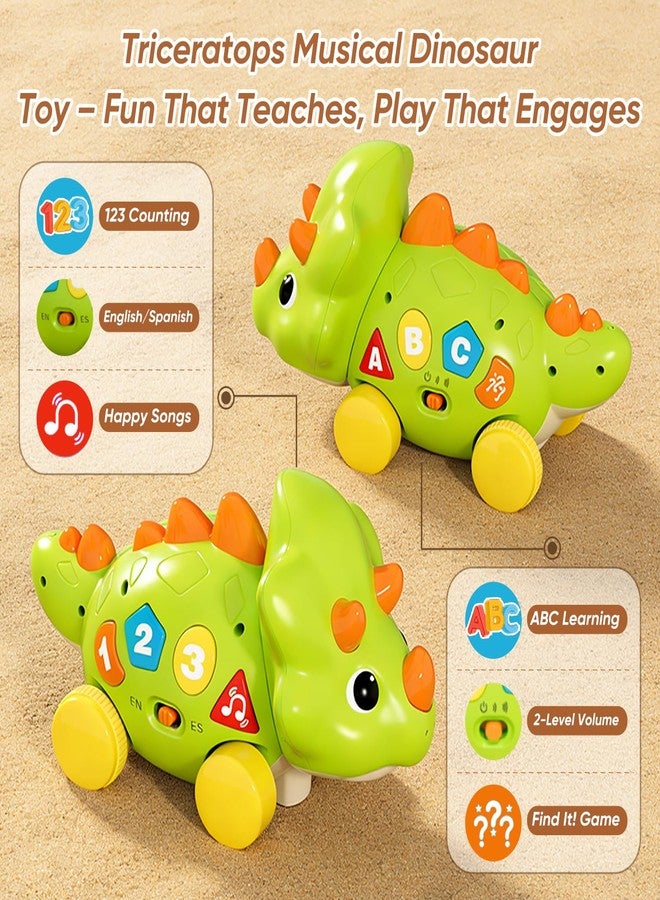 Seozio Dinosaur Baby Musical Toys for Toddlers, Dinosaur Tummy Time Toy with Musical for Baby 6-12 Month, Early Learning Educational Crawling Toys Gifts for Toddlers Ages 1-3. - Image 2