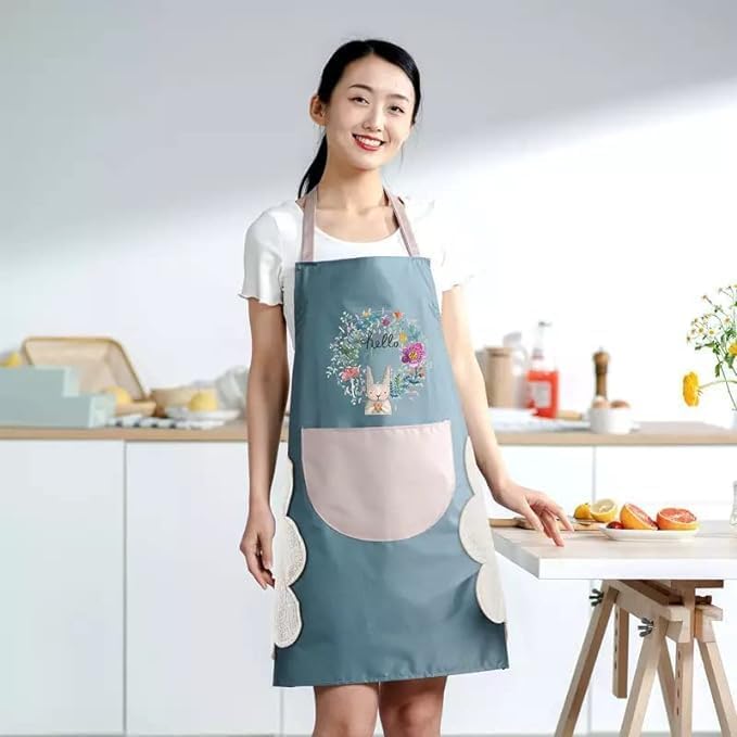 Ncry itchen Apron for Women with Big Front Pocket HandWiping Waterproof Apron for Kitchen Unique Design Kitchen Accessories items for Home Cooking - Image 2