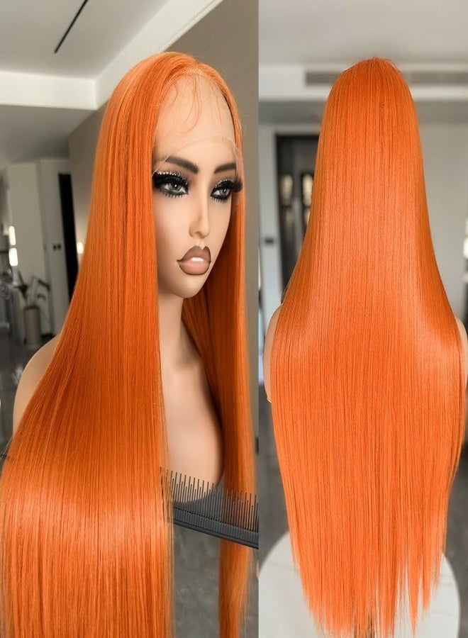 ZAVIDE Ginger Lace Front Wig 30 Inch Pre Plucked Glueless HeadBand Wigs Burnt Orange Silk Synthetic Pre Plucked Ready to Wear SunKissed Lace Front Daily Wig - Image 1