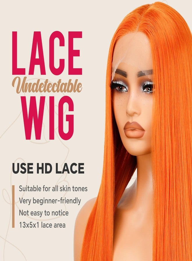 ZAVIDE Ginger Lace Front Wig 30 Inch Pre Plucked Glueless HeadBand Wigs Burnt Orange Silk Synthetic Pre Plucked Ready to Wear SunKissed Lace Front Daily Wig - Image 3