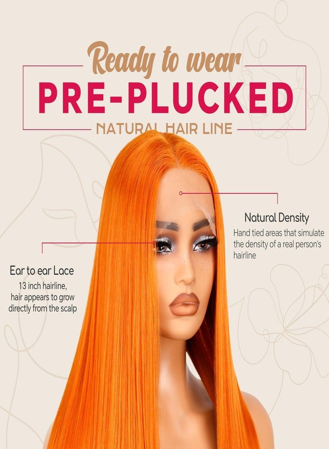 ZAVIDE Ginger Lace Front Wig 30 Inch Pre Plucked Glueless HeadBand Wigs Burnt Orange Silk Synthetic Pre Plucked Ready to Wear SunKissed Lace Front Daily Wig - Image 2