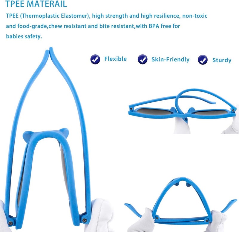 MAXJULI Baby Infant Sunglasses Safe, Soft, With Adjustable Strap 0-24 Months BPA Free 7002 - Image 4